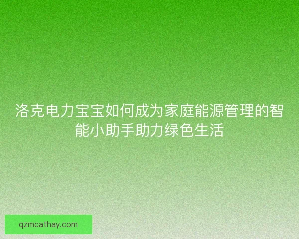 洛克电力宝宝如何成为家庭能源管理的智能小助手助力绿色生活
